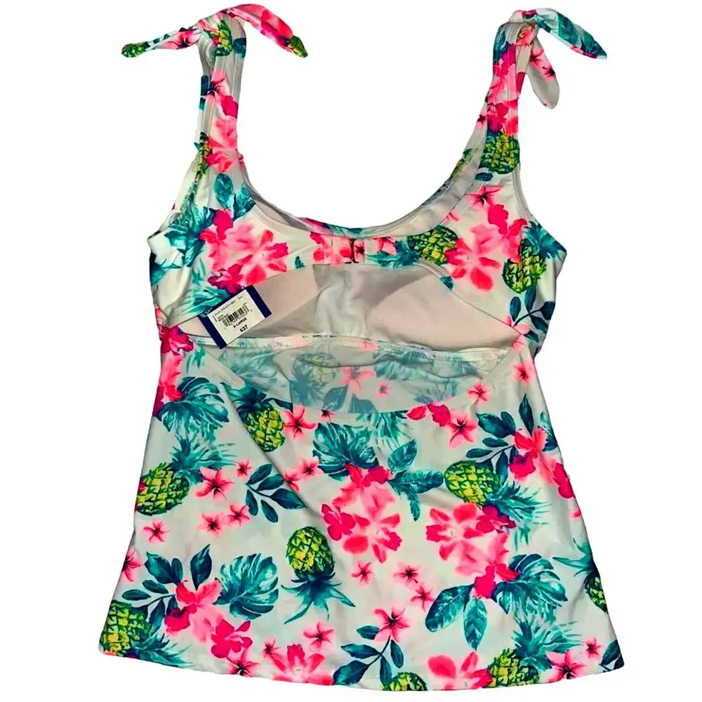 Arizona Jean Company floral‎ & pineapple tankini top XL NWT